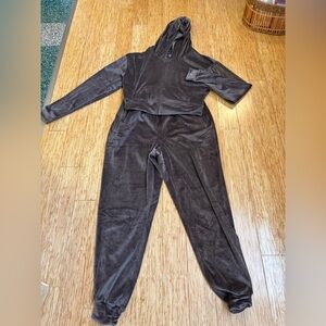 SKIMS Taupe Velour Track Pants & Hoodie Set